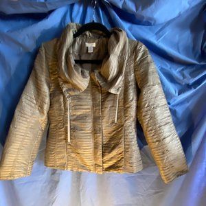 Chico Champagne colored bomber style jacket.